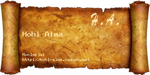 Hohl Alma névjegykártya